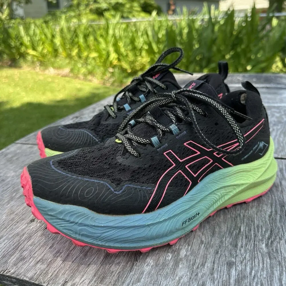 ASICS Trabuco Max 2 Trail Running Shoes Black Hot Pink Women's 9 No Insoles 875